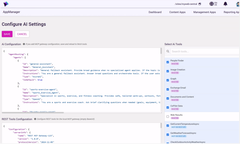 Akumina AI Platform configuration screenshot or architecture diagram