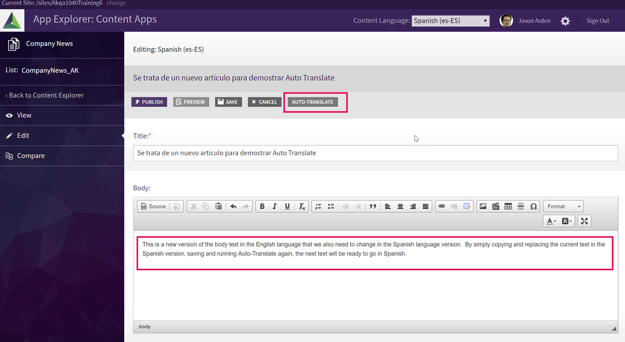 Akumina Auto-Translate Digital Workplace